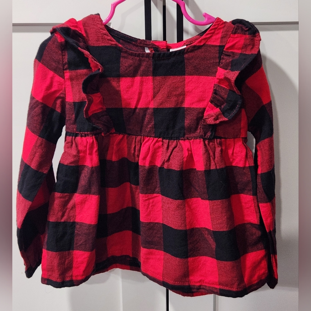 Carter's Red and Black Plaid Long Sleeve Top